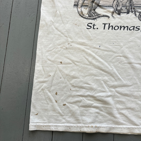Vintage st Thomas vs shirt mens large white bar lizard casual summer 90s y2k - Picture 4 of 8